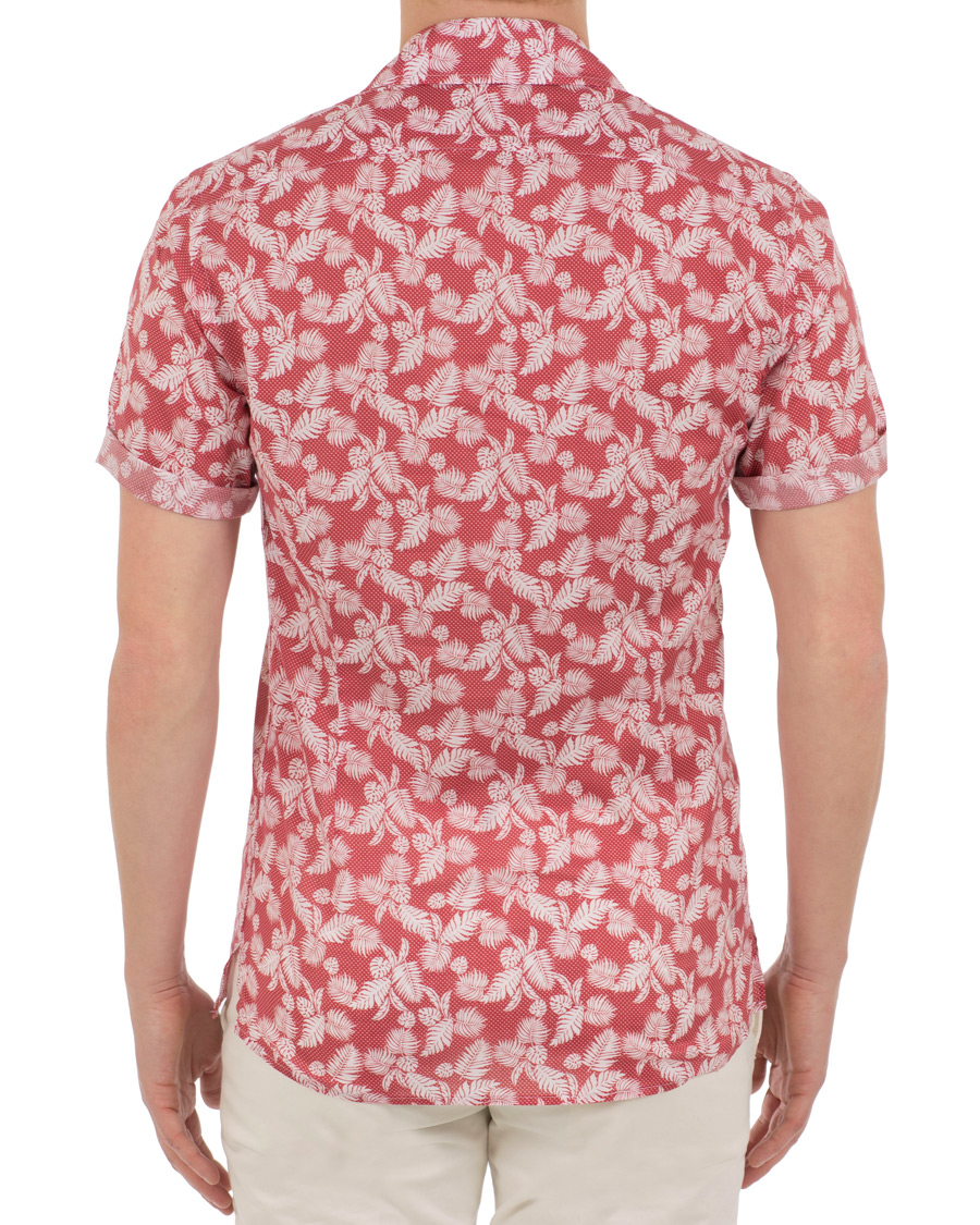 Heren | Overhemden | Eton | Slim Fit Muslin Resort Printed Leaf Shirt Pink/Red