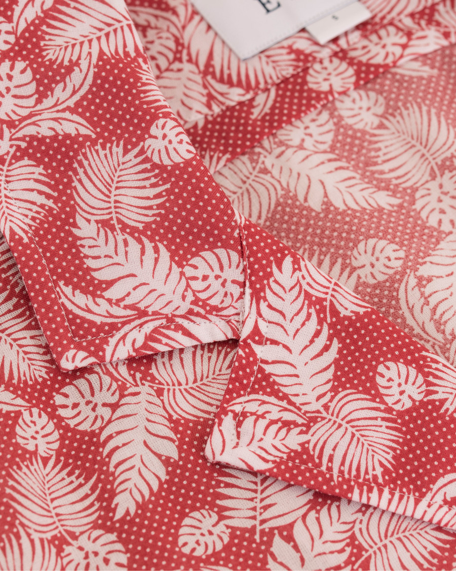 Heren | Overhemden | Eton | Slim Fit Muslin Resort Printed Leaf Shirt Pink/Red