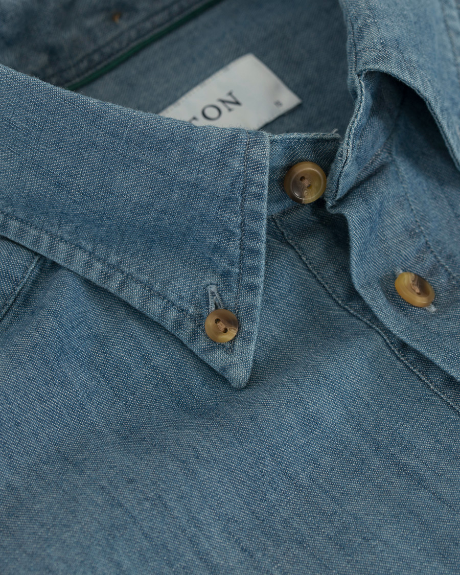 Homme | Chemises | Eton | Slim Fit Popover Indigo Shirt Light Washed
