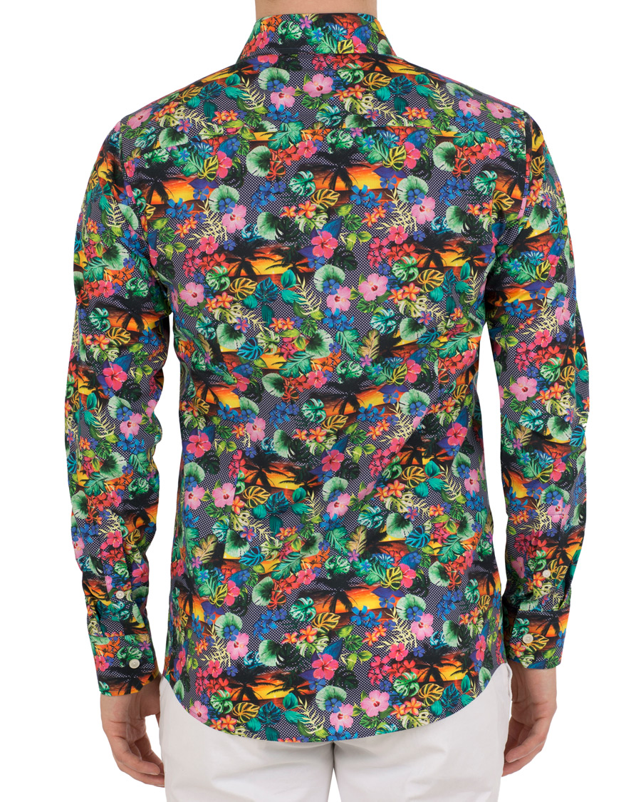 Homme | Chemises | Eton | Super Slim Fit Printed Leafs Shirt Blue