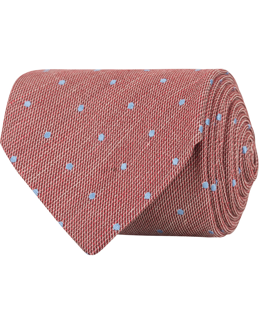 Homme | Eton Cotton/Silk/Linen Dot 8 cm Tie Pink/Red | Eton | Cotton/Silk/Linen Dot 8 cm Tie Pink/Red