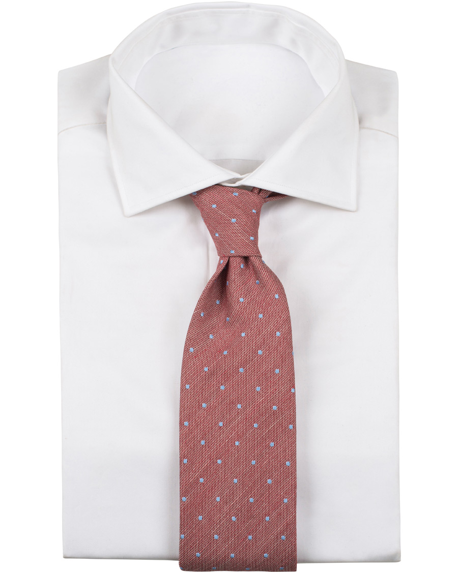 Homme | Eton Cotton/Silk/Linen Dot 8 cm Tie Pink/Red | Eton | Cotton/Silk/Linen Dot 8 cm Tie Pink/Red