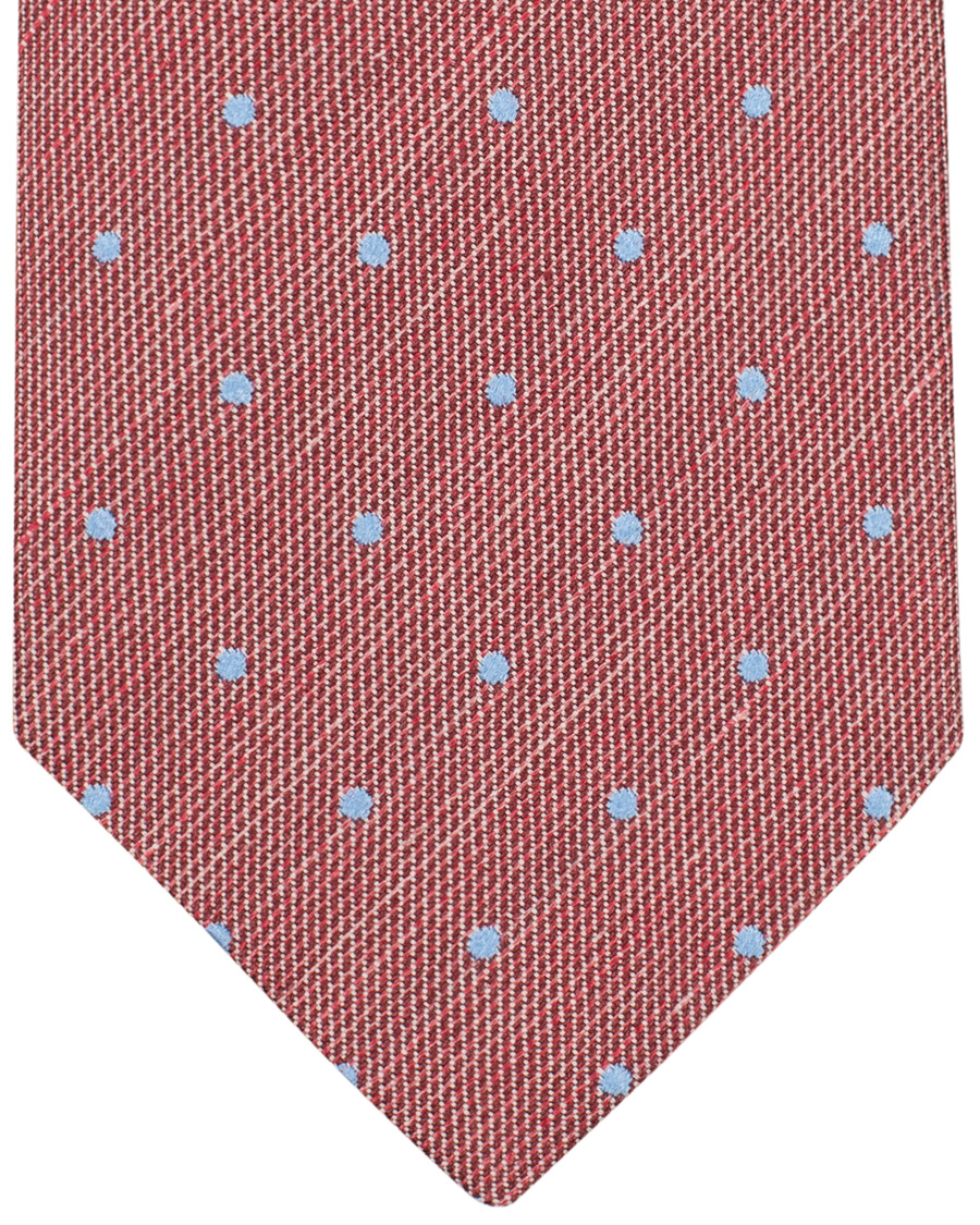 Homme | Eton Cotton/Silk/Linen Dot 8 cm Tie Pink/Red | Eton | Cotton/Silk/Linen Dot 8 cm Tie Pink/Red