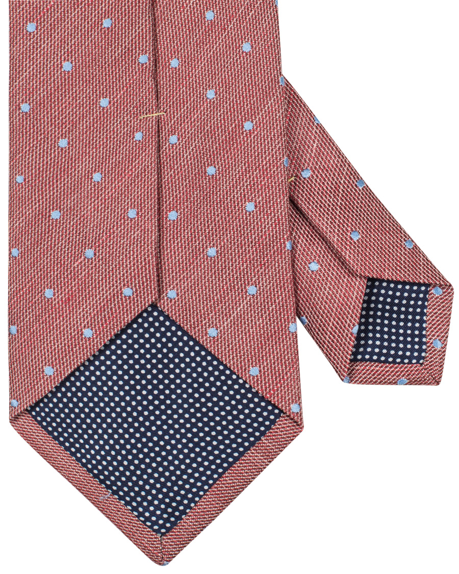 Homme | Eton Cotton/Silk/Linen Dot 8 cm Tie Pink/Red | Eton | Cotton/Silk/Linen Dot 8 cm Tie Pink/Red