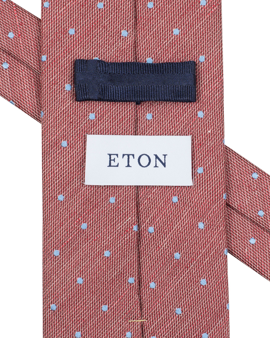 Homme | Eton Cotton/Silk/Linen Dot 8 cm Tie Pink/Red | Eton | Cotton/Silk/Linen Dot 8 cm Tie Pink/Red