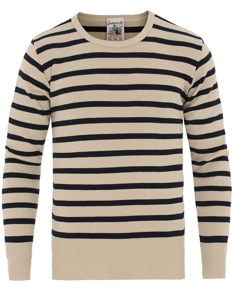 Homme | Pulls Et Tricots | S.N.S. Herning | Sub Striped Knitted Sweater Desert Sand/Marine