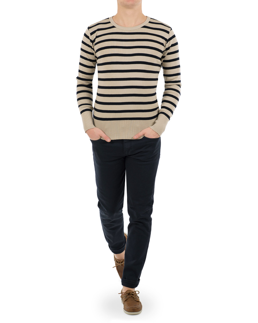 Homme | Pulls Et Tricots | S.N.S. Herning | Sub Striped Knitted Sweater Desert Sand/Marine