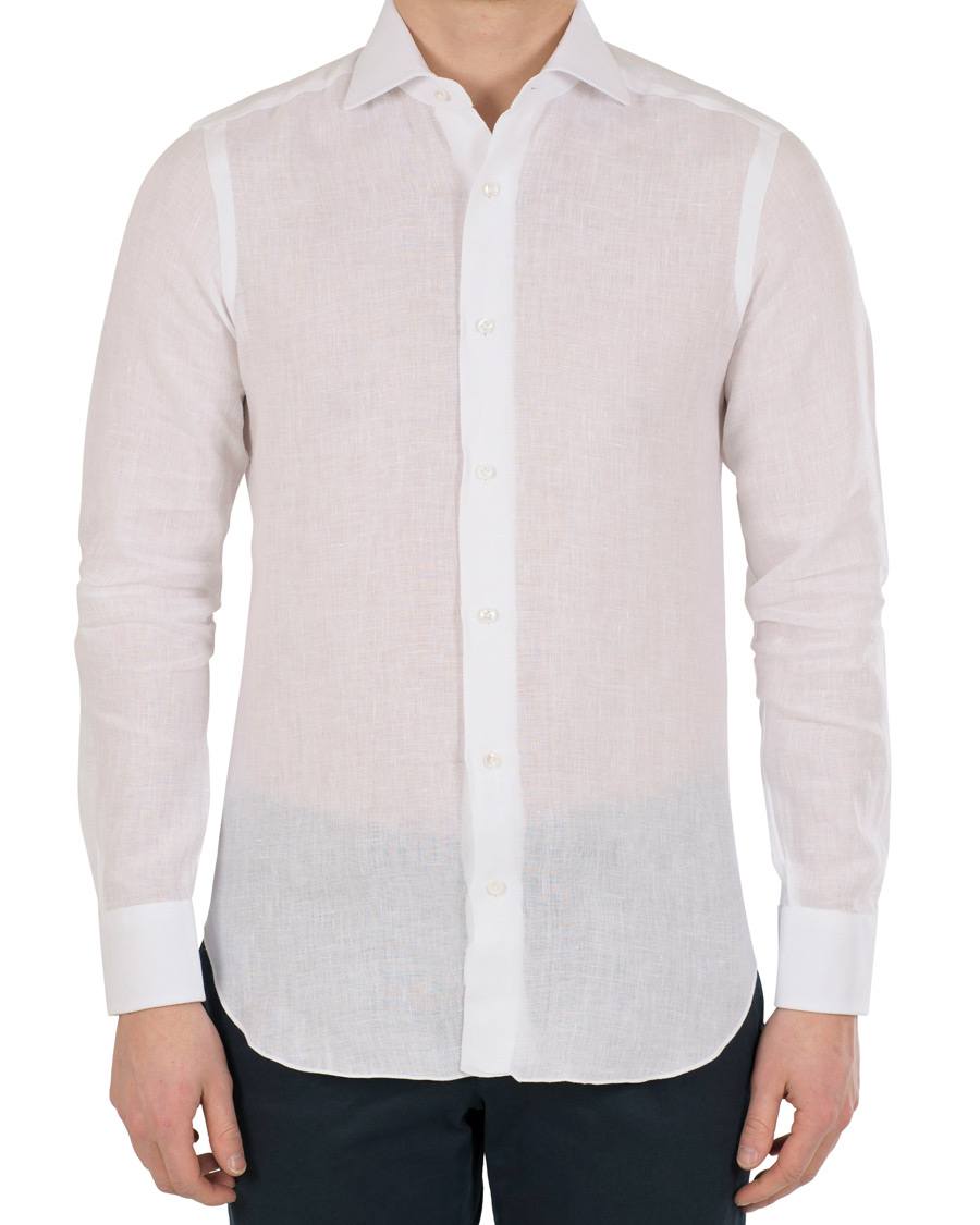 Homme | Chemises | Barba Napoli | Napoli Slim Fit Linen Shirt White