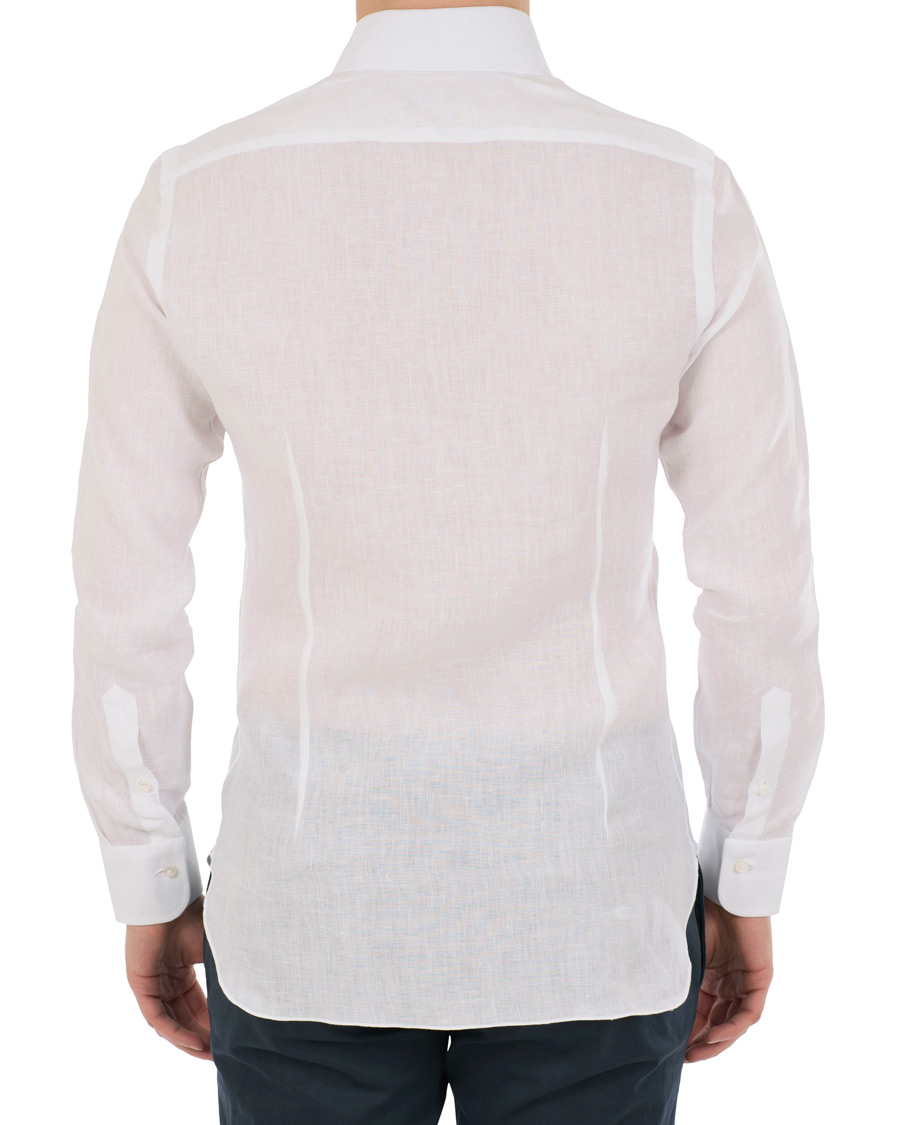 Homme | Chemises | Barba Napoli | Napoli Slim Fit Linen Shirt White