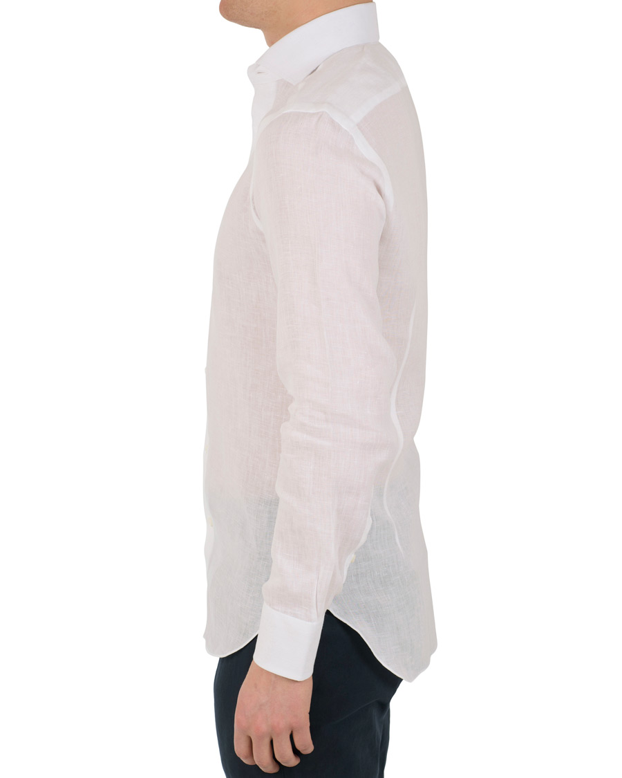 Homme | Chemises | Barba Napoli | Napoli Slim Fit Linen Shirt White