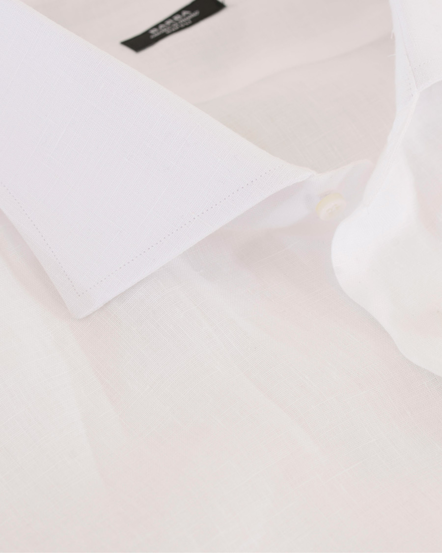 Homme | Chemises | Barba Napoli | Napoli Slim Fit Linen Shirt White
