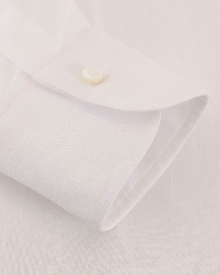 Homme | Chemises | Barba Napoli | Napoli Slim Fit Linen Shirt White