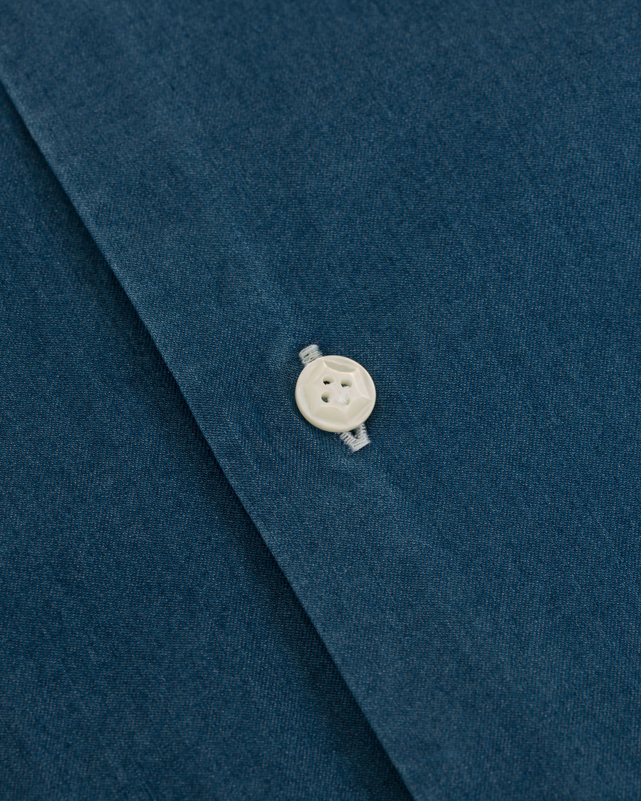 Heren | Overhemden | Barba Napoli | Dandylife Slim Fit Chambray Cut Away Shirt Indigo