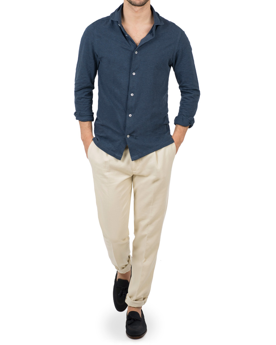 Homme | Chemises | Barba Napoli | Jersey Shirt Blue