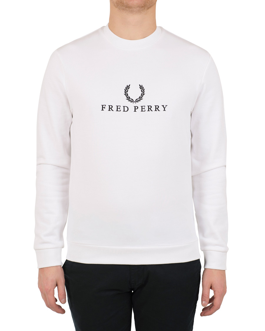 Homme | Pulls Et Tricots | Fred Perry | Monocrome Tennis Logo Crew Neck Sweatshirt White