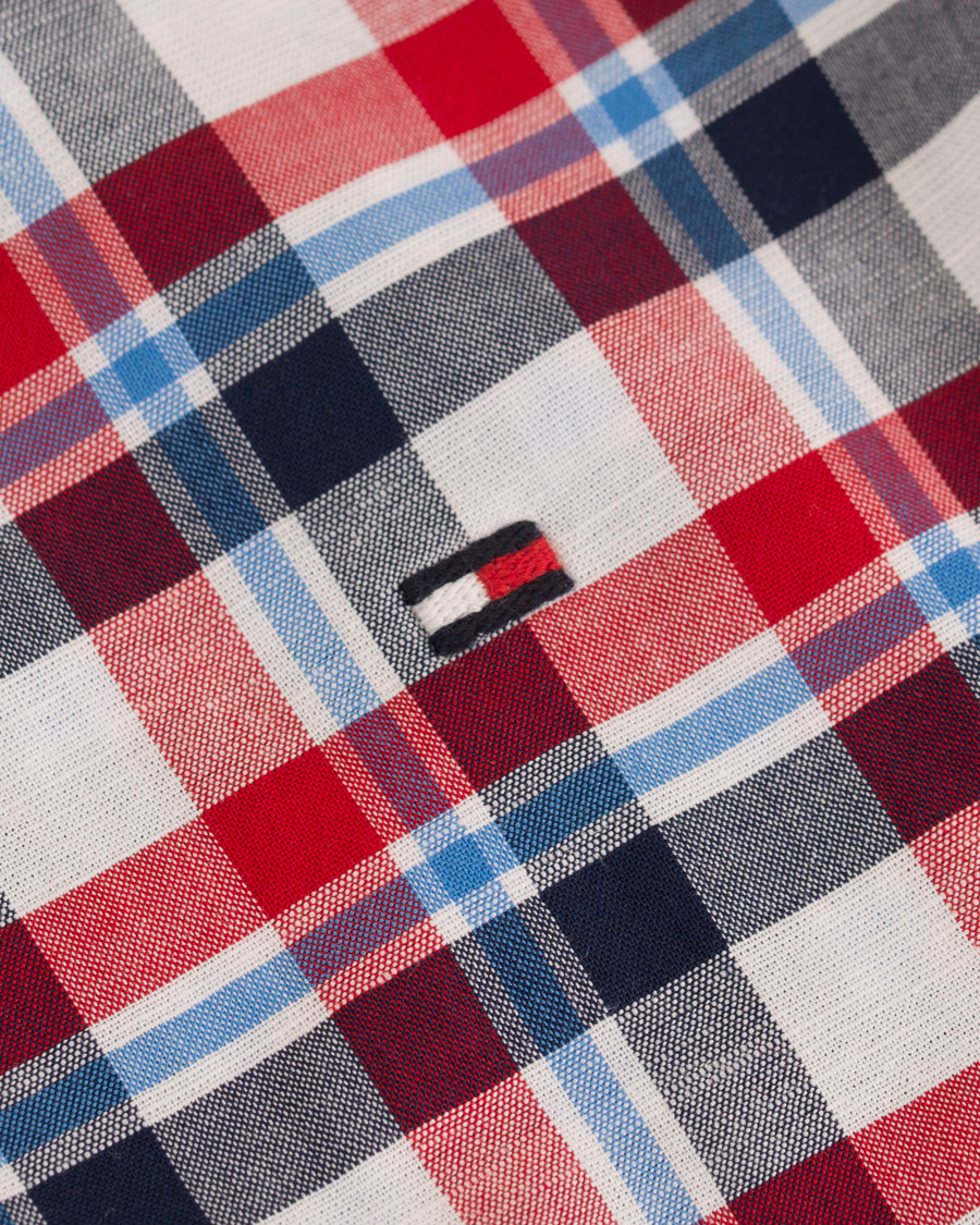 Heren | Overhemden | Tommy Hilfiger | Slim Fit Cotton/Linen Check Shirt Red/Maritime Blue