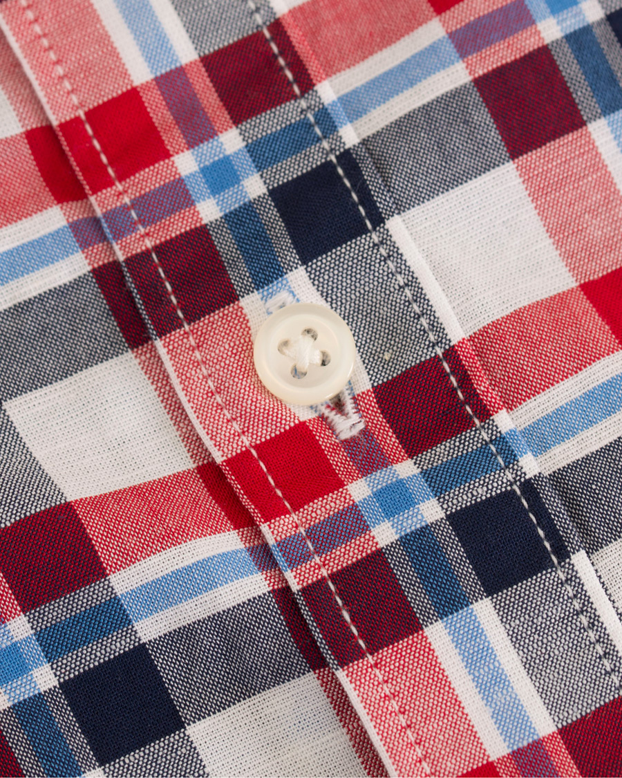 Heren | Overhemden | Tommy Hilfiger | Slim Fit Cotton/Linen Check Shirt Red/Maritime Blue
