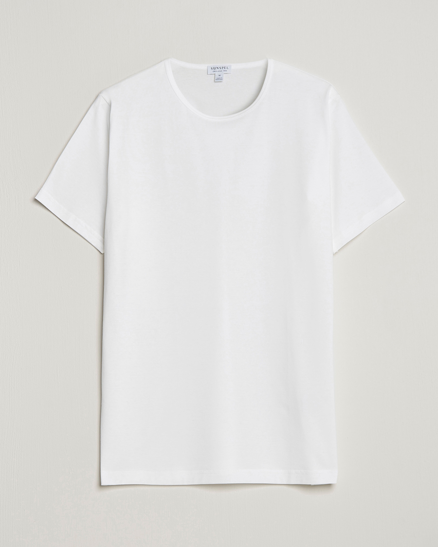 Homme | T-shirts | Sunspel | Superfine Cotton Crew Neck T-Shirt White