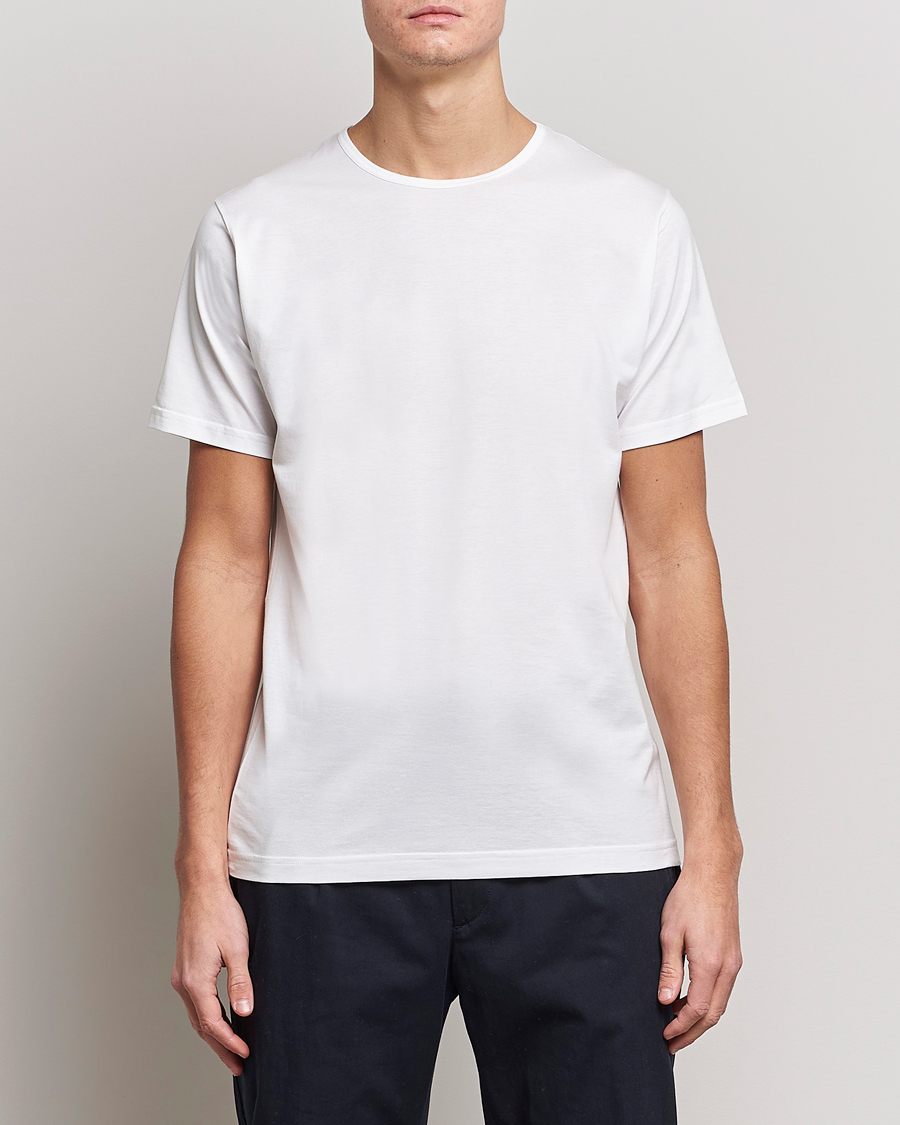 Homme | T-shirts | Sunspel | Superfine Cotton Crew Neck T-Shirt White