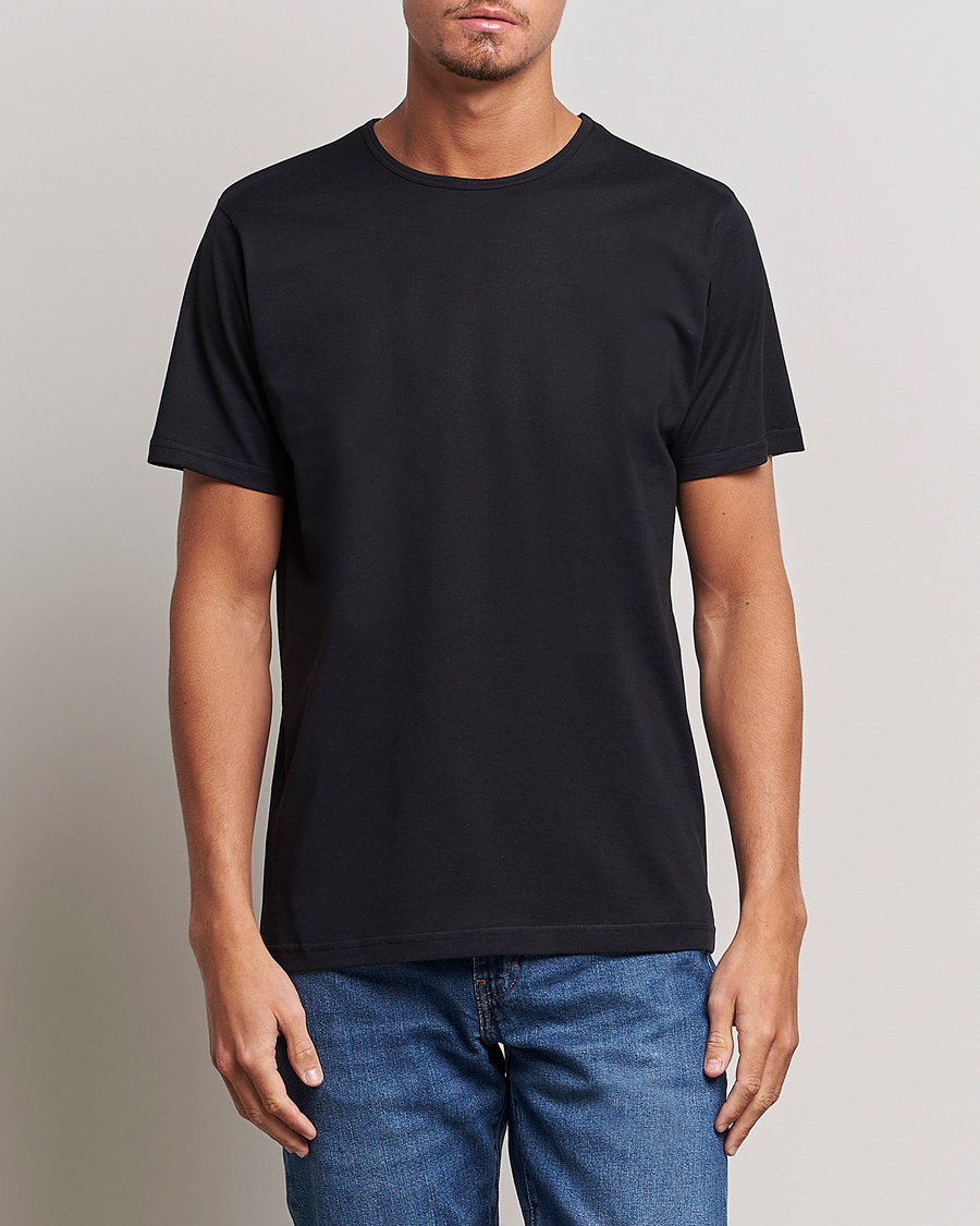 Homme | T-shirts | Sunspel | Superfine Cotton Crew Neck T-Shirt Black