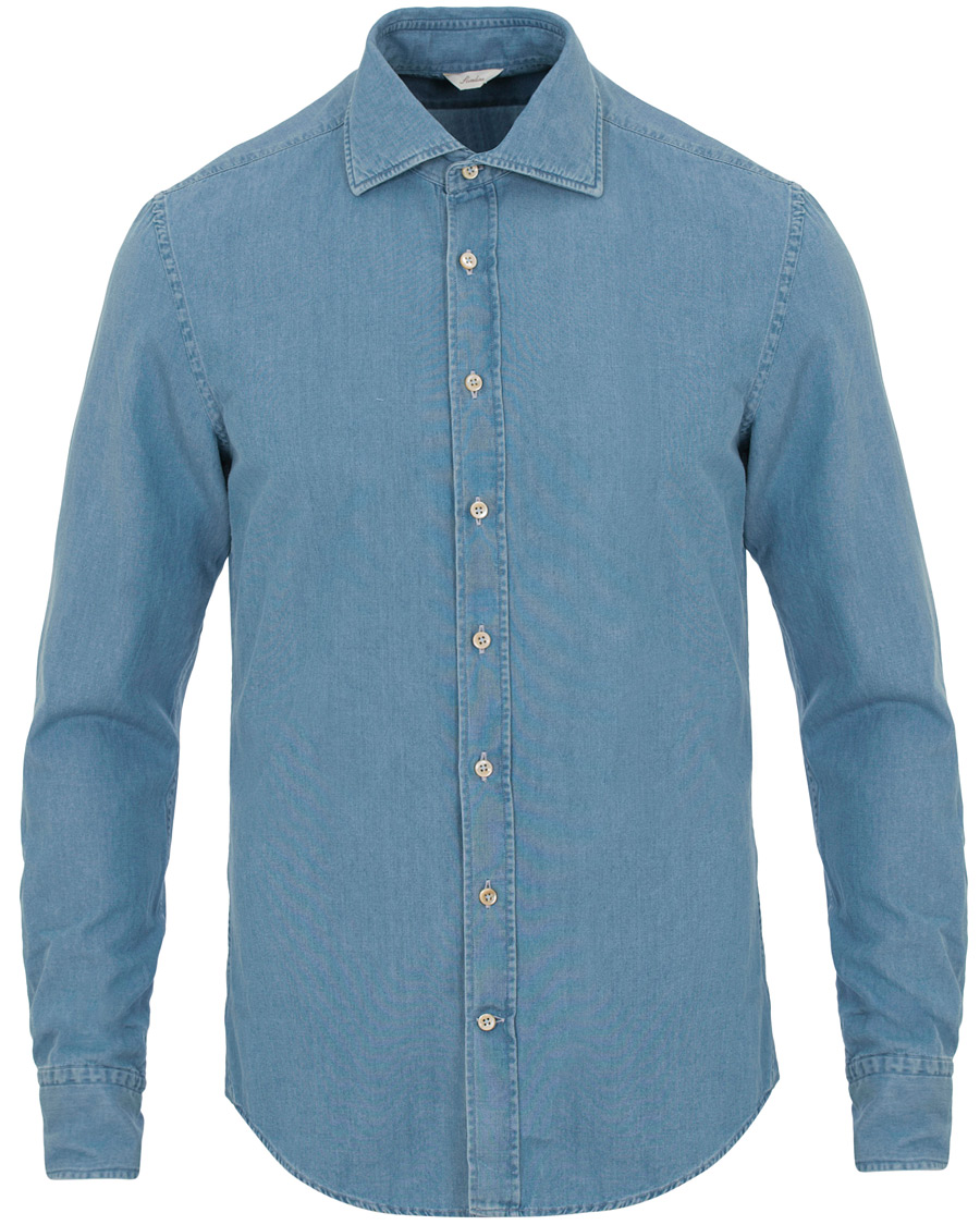 Heren | Overhemden | Stenströms | Slimline Garment Washed Shirt Light Denim
