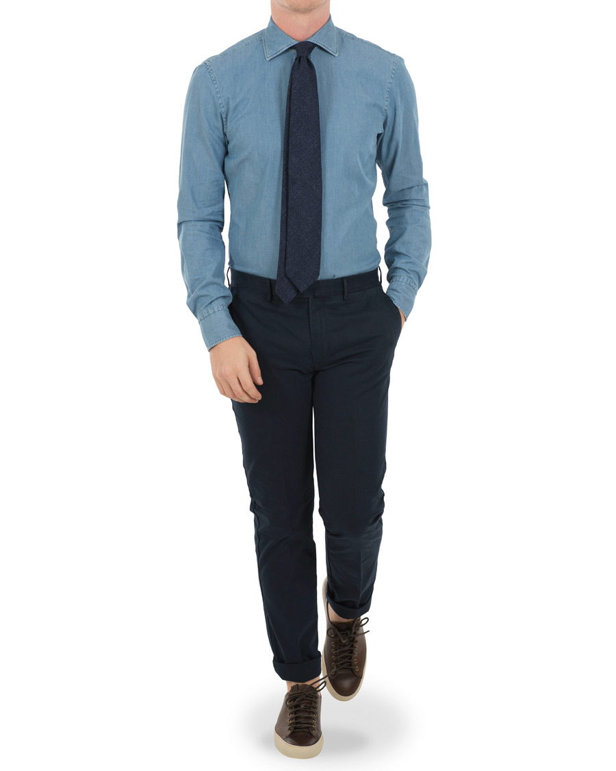 Heren | Overhemden | Stenströms | Slimline Garment Washed Shirt Light Denim