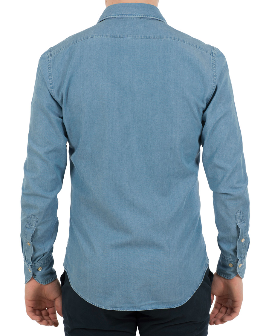 Heren | Overhemden | Stenströms | Slimline Garment Washed Shirt Light Denim