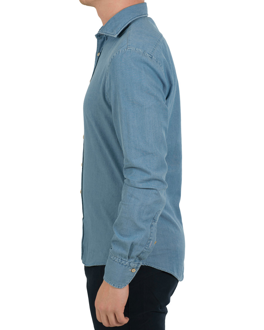 Heren | Overhemden | Stenströms | Slimline Garment Washed Shirt Light Denim