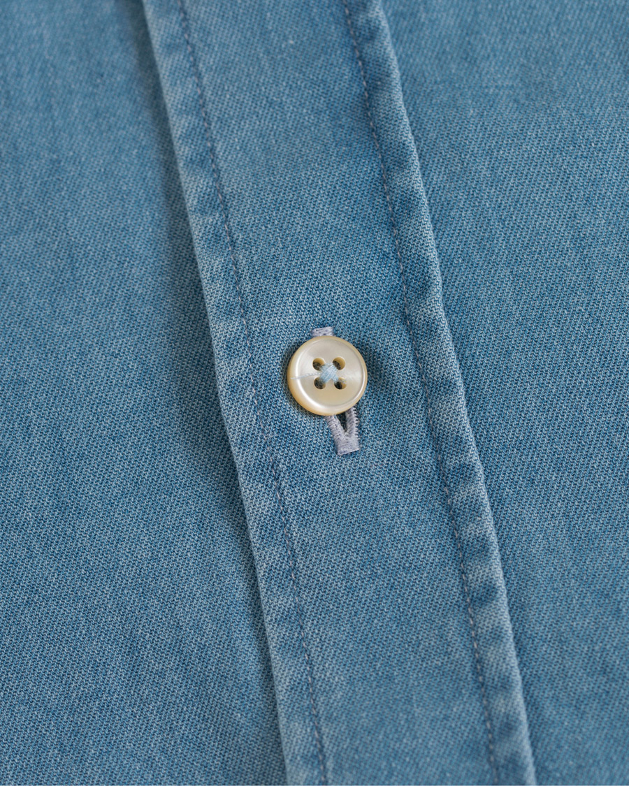 Heren | Overhemden | Stenströms | Slimline Garment Washed Shirt Light Denim