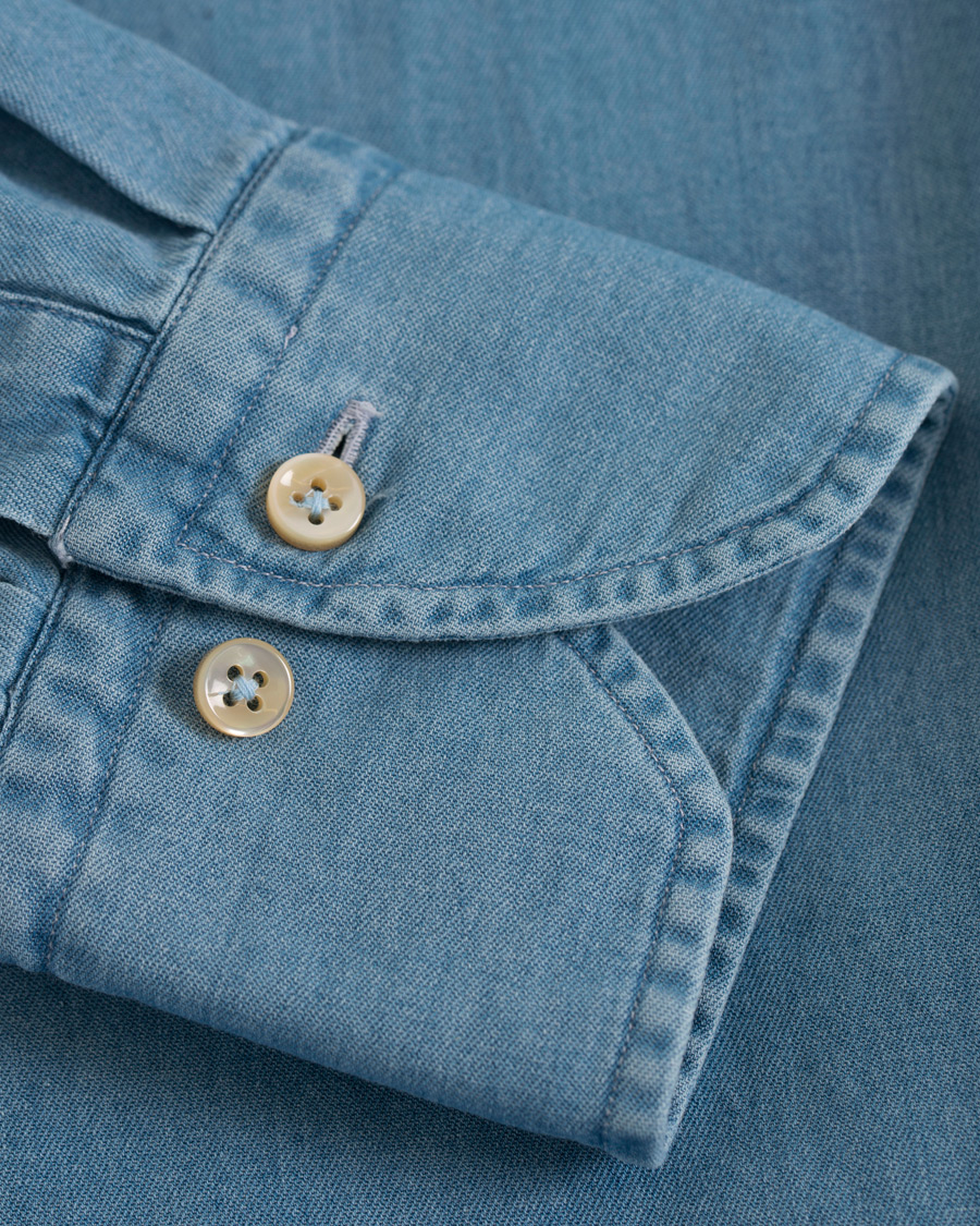 Heren | Overhemden | Stenströms | Slimline Garment Washed Shirt Light Denim