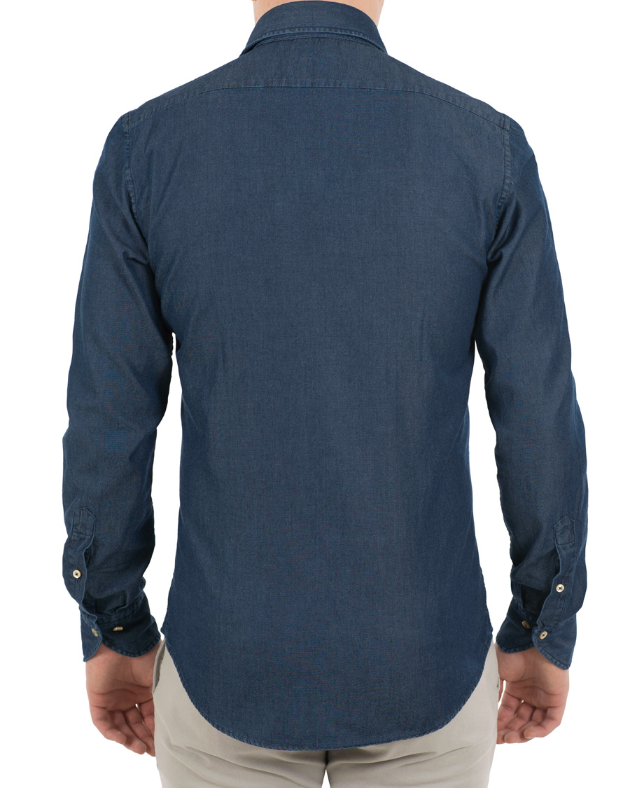 Heren | Overhemden | Stenströms | Slimline Garment Washed Shirt Dark Denim