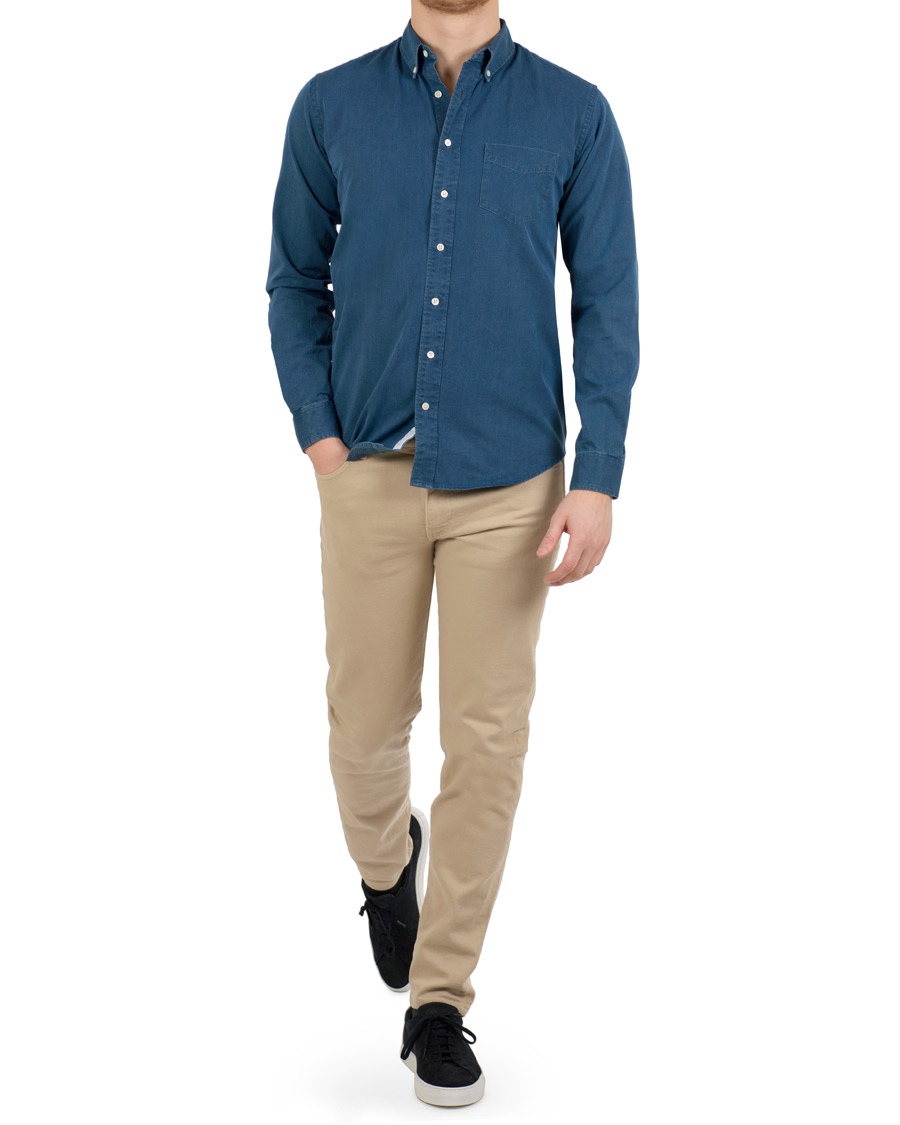 Heren | Overhemden | Schnayderman?s | Schnayderman's Leisure Indigo Jeans Shirt Mid blue