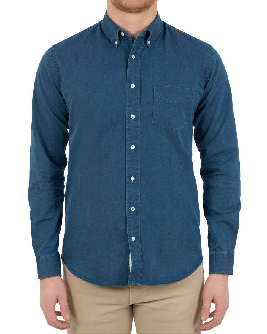 Heren | Overhemden | Schnayderman?s | Schnayderman's Leisure Indigo Jeans Shirt Mid blue