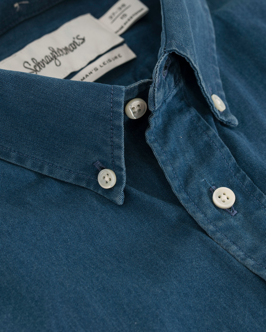 Heren | Overhemden | Schnayderman?s | Schnayderman's Leisure Indigo Jeans Shirt Mid blue
