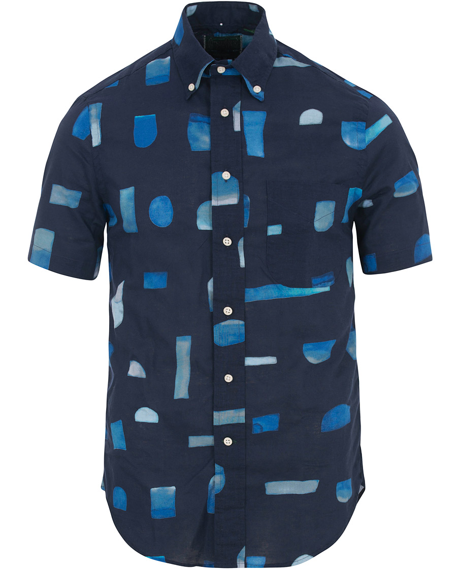 Homme | Chemises | Gitman Vintage | Button Down Short Sleeve Shirt Abstract Blues