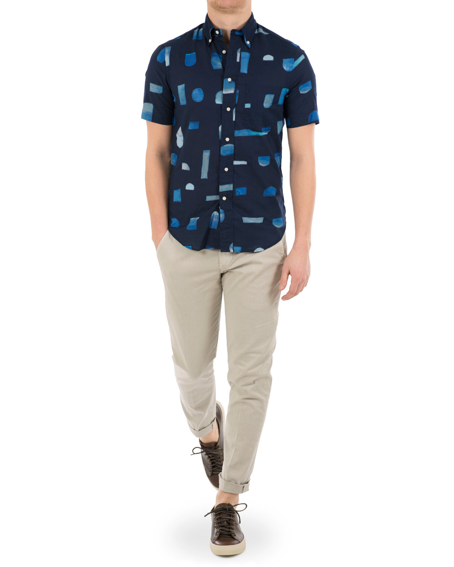 Homme | Chemises | Gitman Vintage | Button Down Short Sleeve Shirt Abstract Blues