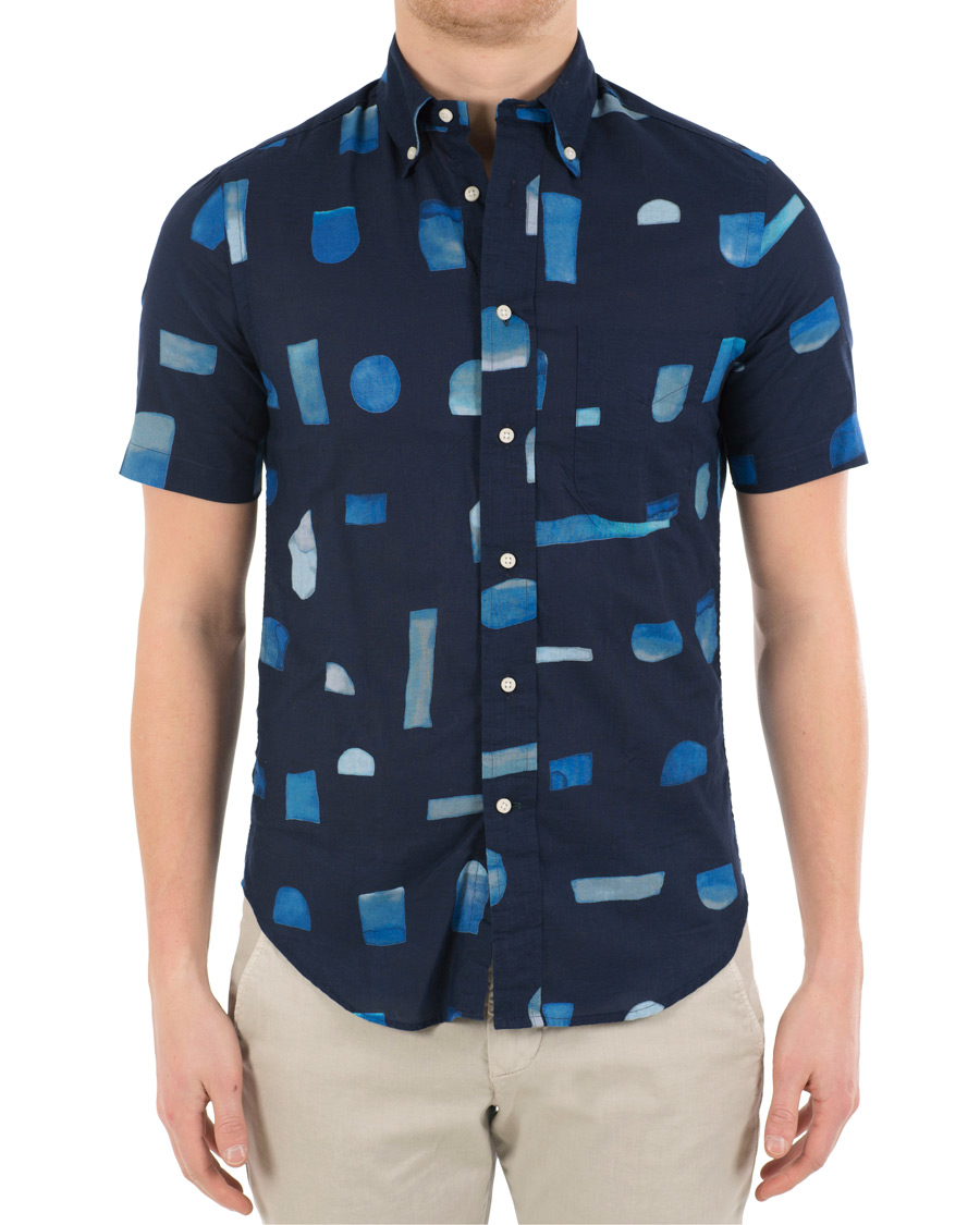 Homme | Chemises | Gitman Vintage | Button Down Short Sleeve Shirt Abstract Blues
