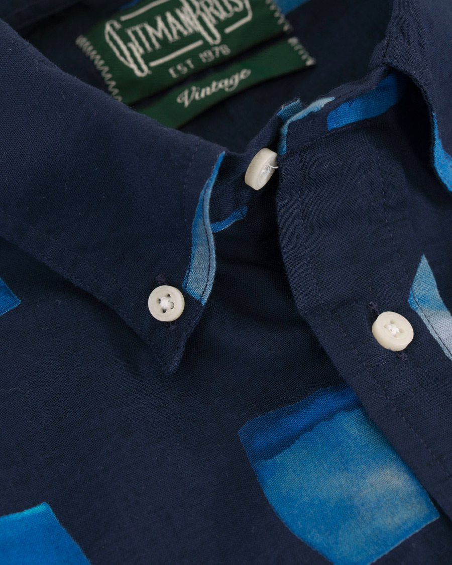 Homme | Chemises | Gitman Vintage | Button Down Short Sleeve Shirt Abstract Blues