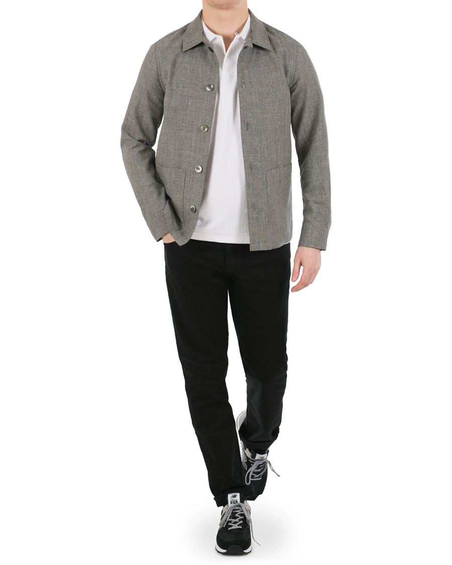 Homme | Manteaux Et Vestes | Oscar Jacobson | Hannes Wool/Cotton/Linen Shirt Jacket Grey