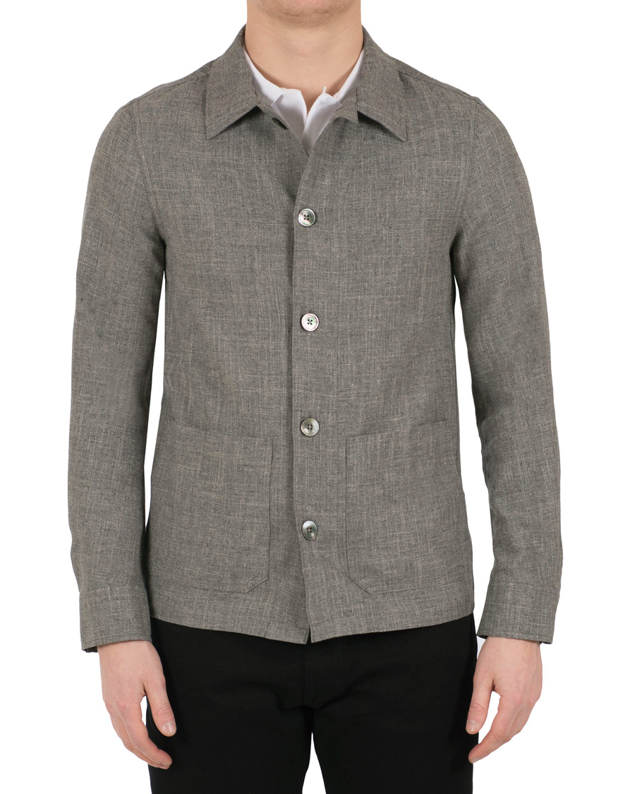 Homme | Manteaux Et Vestes | Oscar Jacobson | Hannes Wool/Cotton/Linen Shirt Jacket Grey
