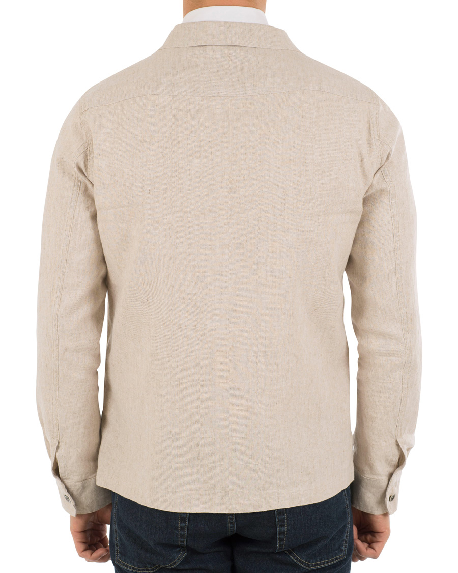 Homme | Manteaux Et Vestes | Oscar Jacobson | Hannes Cotton/Linen Garment Wash Shirt Jacket Beige