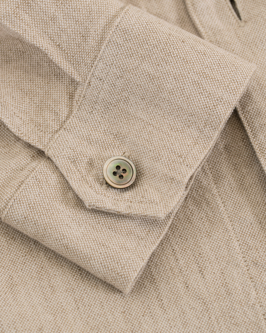 Homme | Manteaux Et Vestes | Oscar Jacobson | Hannes Cotton/Linen Garment Wash Shirt Jacket Beige