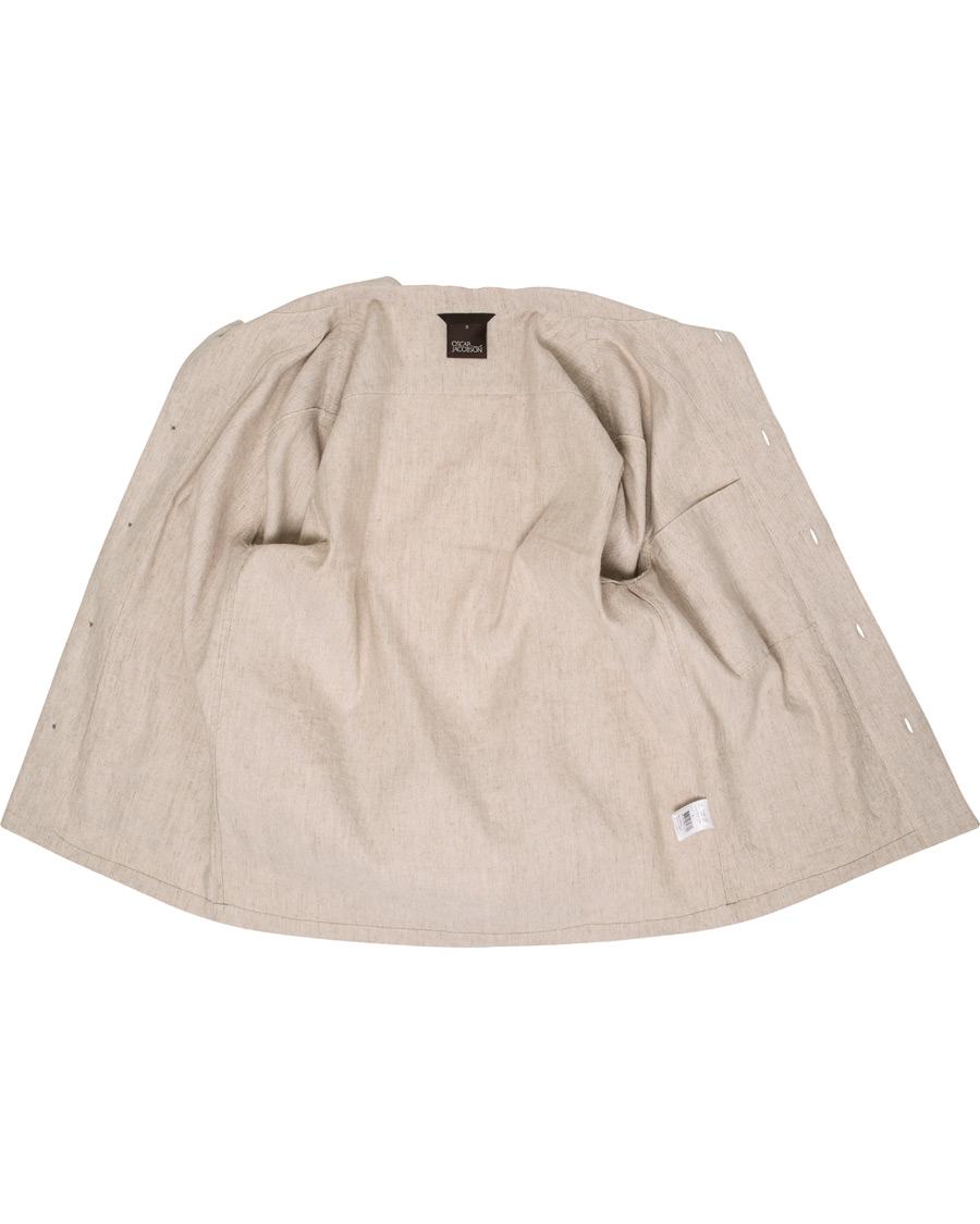 Homme | Manteaux Et Vestes | Oscar Jacobson | Hannes Cotton/Linen Garment Wash Shirt Jacket Beige
