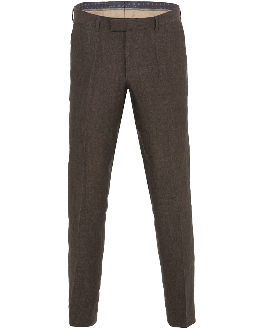 Homme | Pantalons | Oscar Jacobson | Diego Linen Trousers Brown