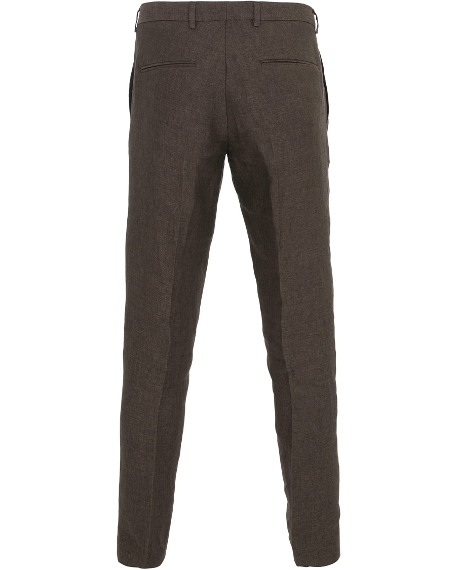 Homme | Pantalons | Oscar Jacobson | Diego Linen Trousers Brown