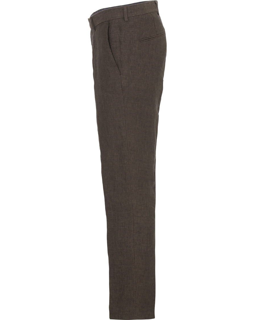 Homme | Pantalons | Oscar Jacobson | Diego Linen Trousers Brown