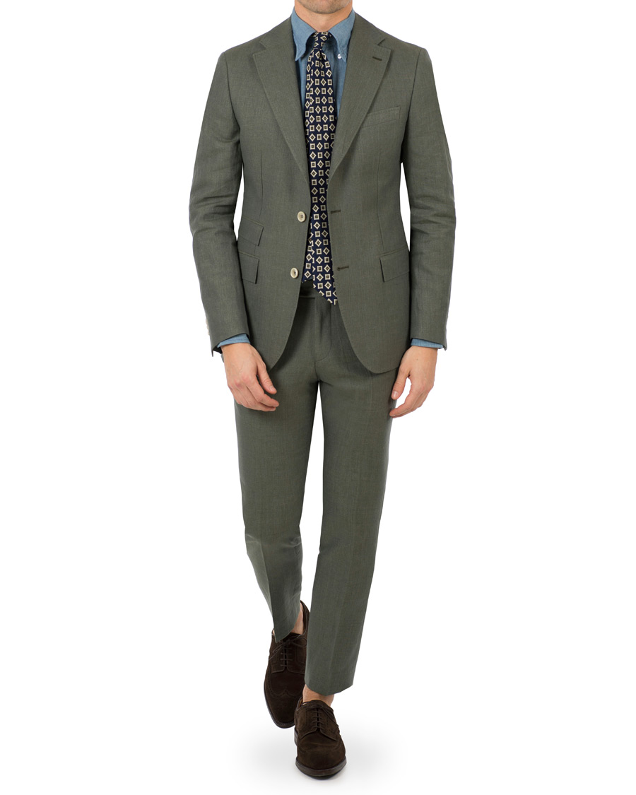 Homme | Pantalons | Morris Heritage | Fred Oxford Linen/Cotton Trousers Green