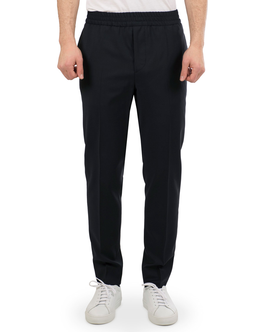 Homme | Pantalons | J.Lindeberg | Sasha Comfort Wool Draw String Trousers Navy