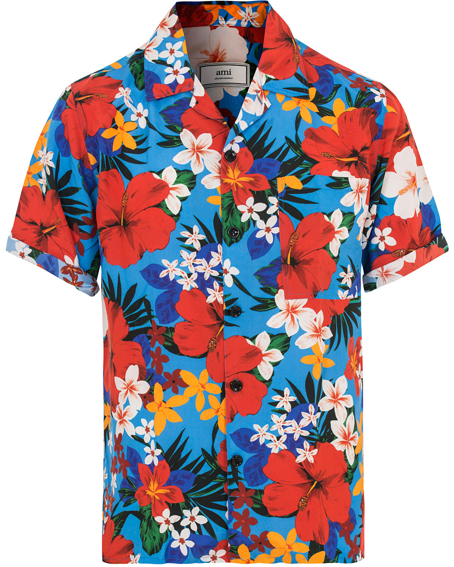 Homme | Chemises | AMI | Manches Printed Flower Short Sleeve Shirt Blue