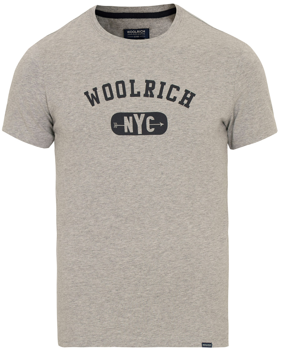Heren | T-shirts | Woolrich | Logo Crew Neck Tee Light Grey Melange